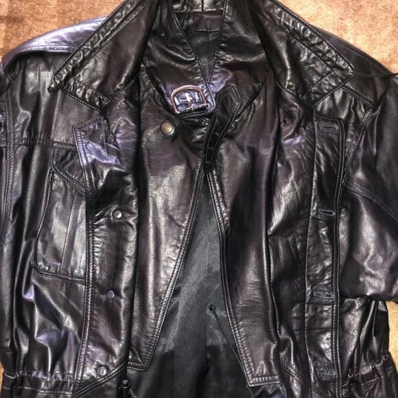 Vintage The Leather Ranch Le Ranch du Cuir Leather Jacket men's Canadian Sz 2 - Picture 4 of 9